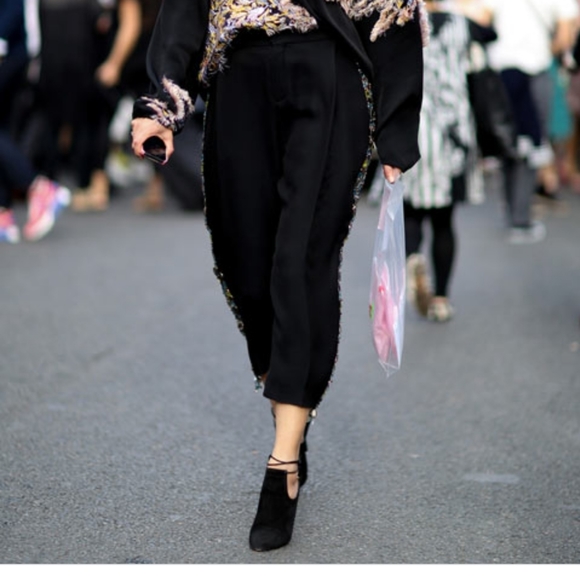 Aquazzura Babe Suede Booties Black 39.5 Ankle Wrap - Picture 11 of 16